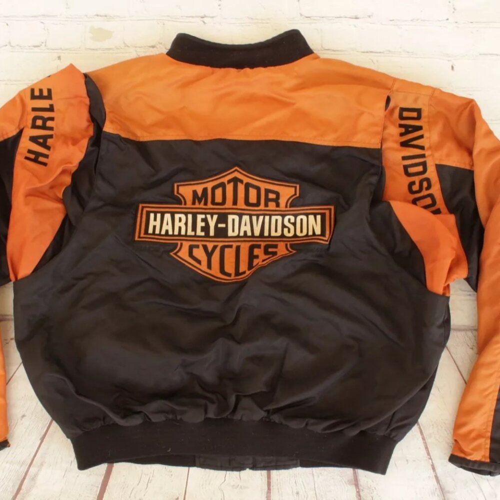 HARLEY DAVIDSON Embroidered LOGO Nylon Zip Bomber Mesh Lined Jacket